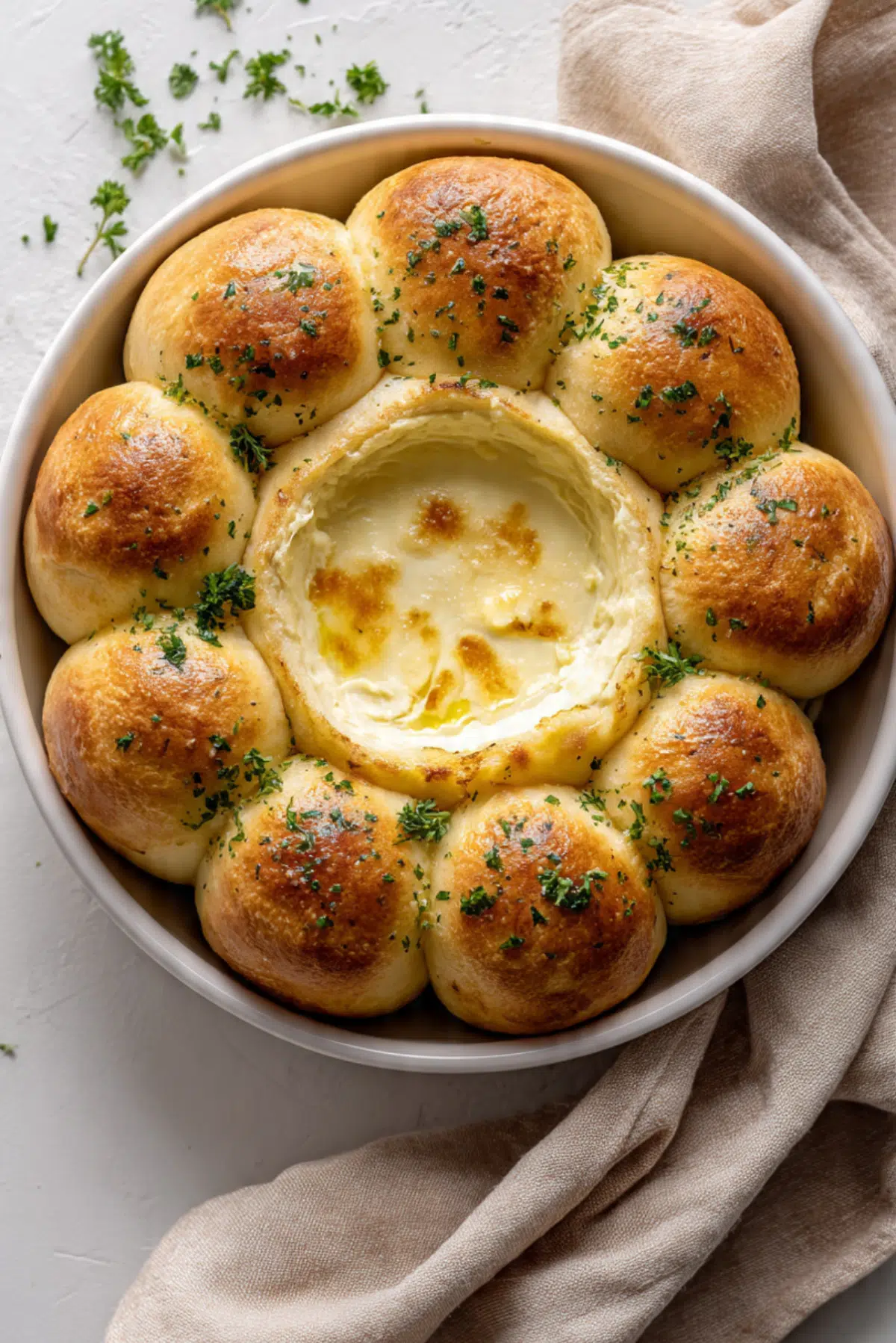 Brioche Garlic Dough Balls Camembert Dip