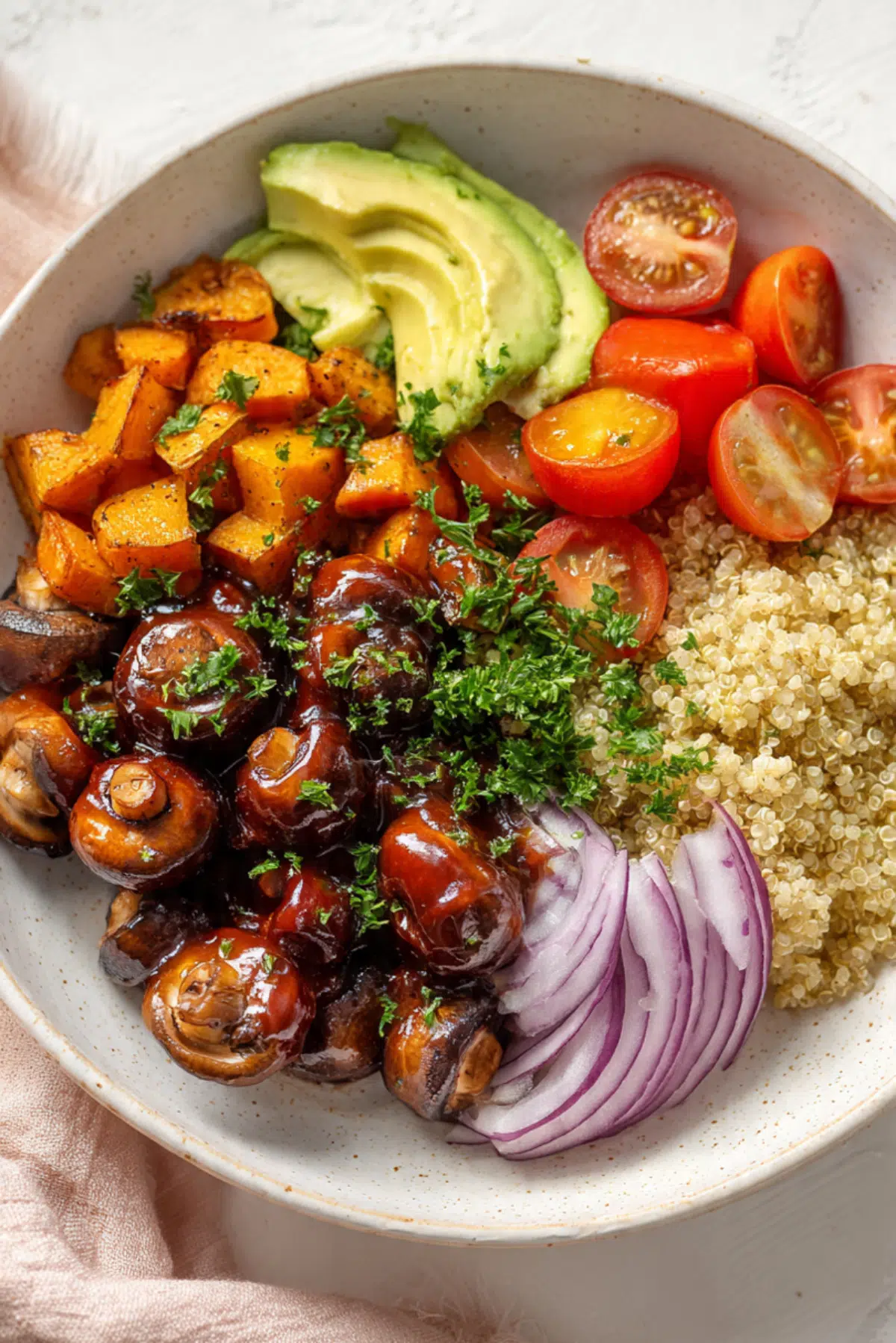 BBQ Mushroom Quinoa Bowl