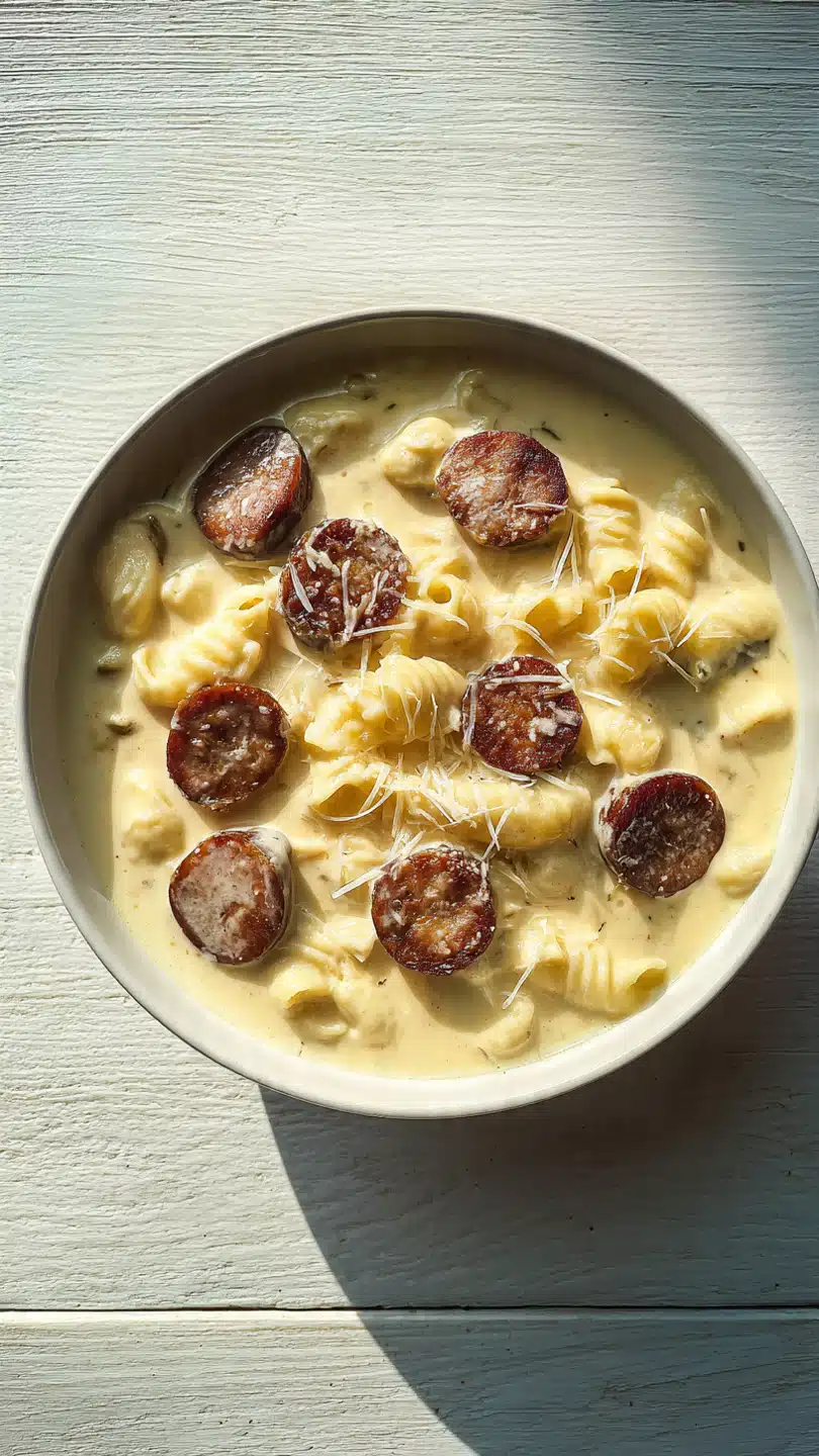 Smokey Sausage Mac & Cheese Soup