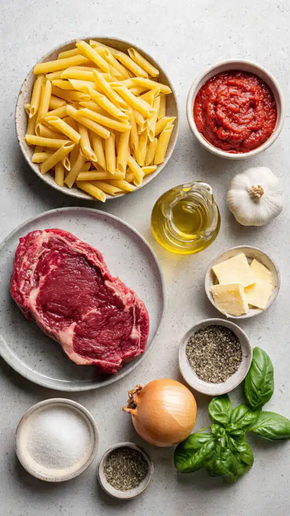 steak Parmesan pasta