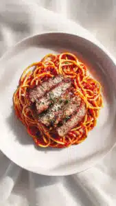 steak Parmesan pasta