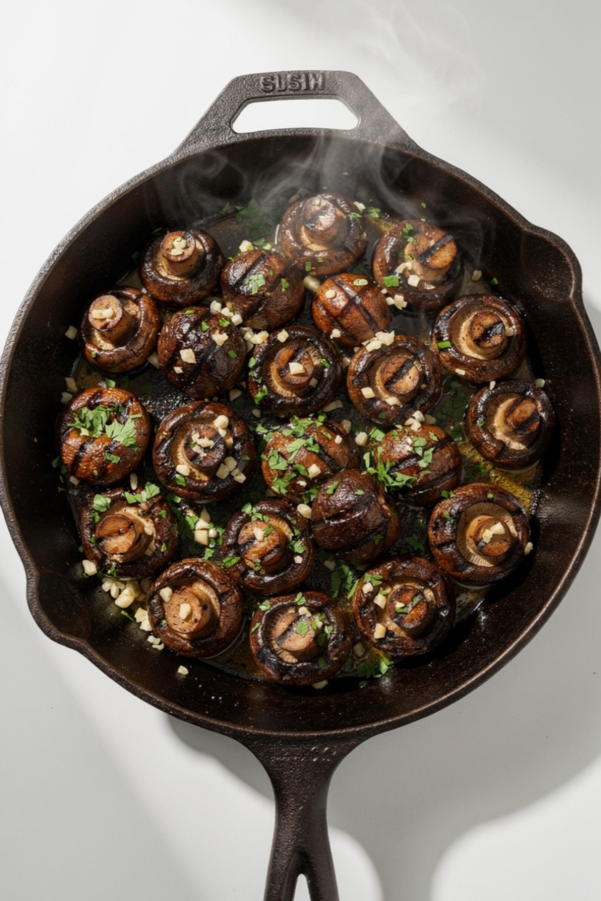 Steakhouse Style Garlic Butter Marinated Grilled Mushrooms