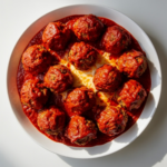 Cheese Stuffed Meatballs with Spicy Cheese Sauce