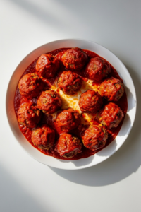 Cheese Stuffed Meatballs with Spicy Cheese Sauce