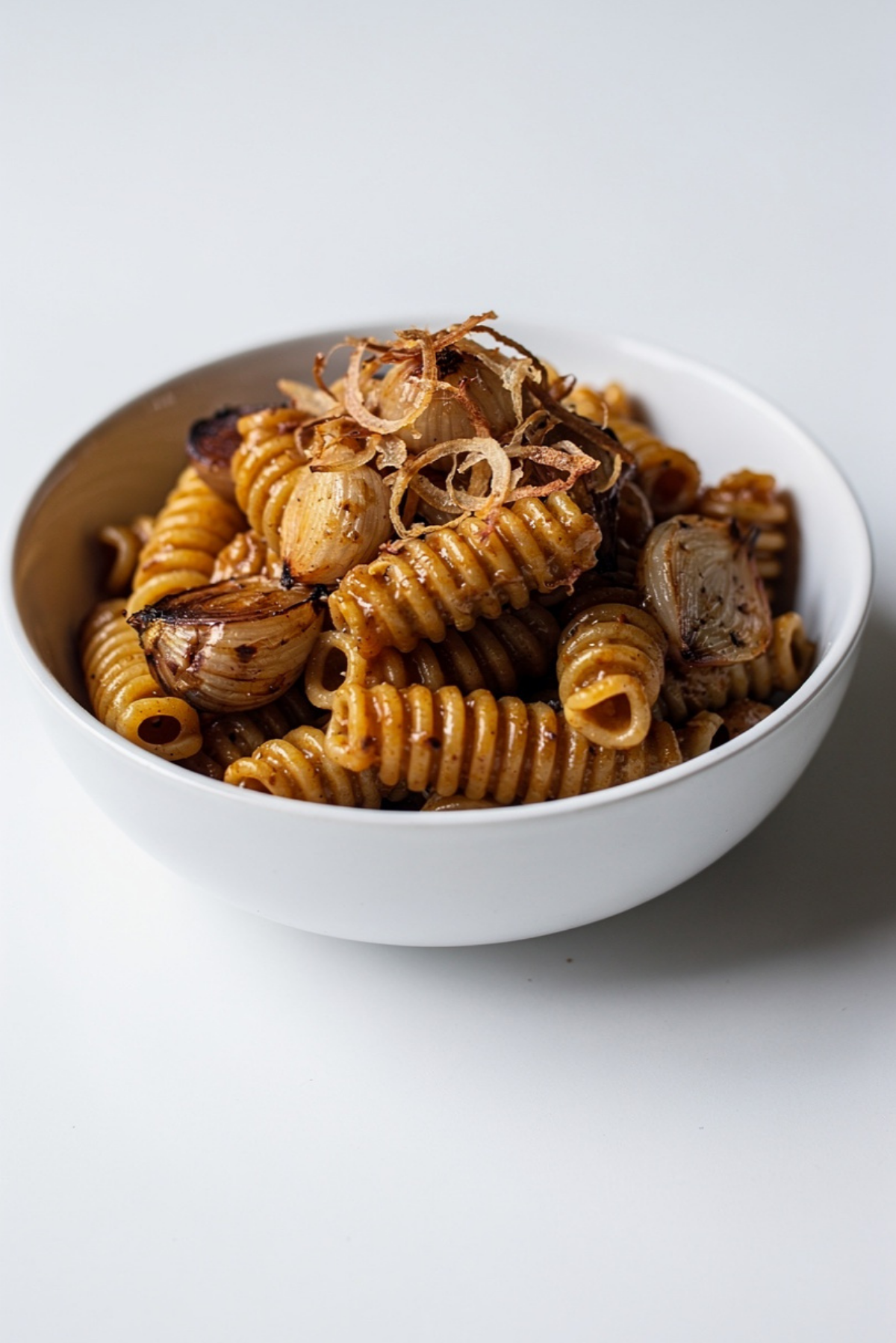 Brown Butter Miso & Roasted Garlic Radiatori with Crispy Shallots