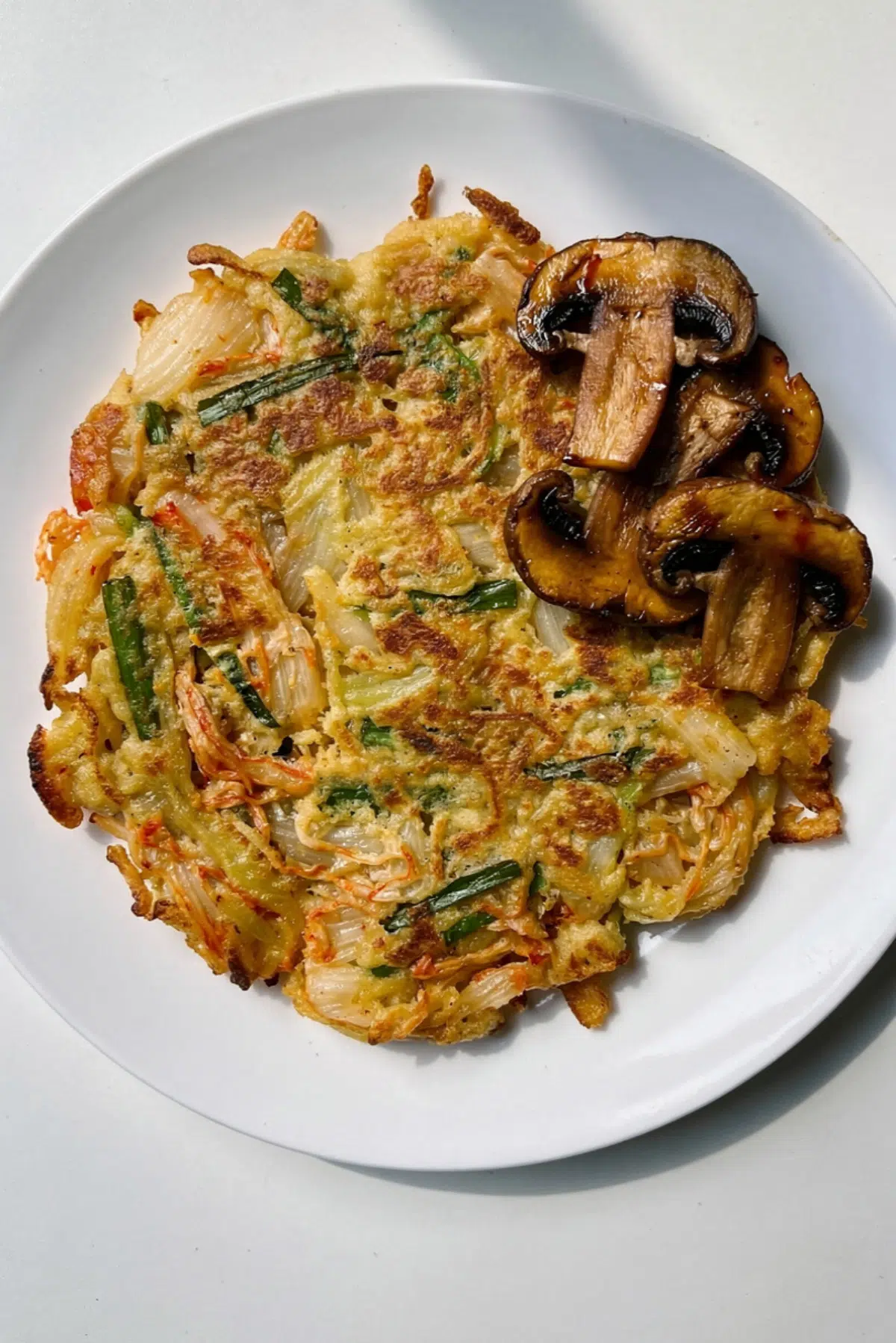 Vegan Kimchi Pancake with Tamari Mushrooms