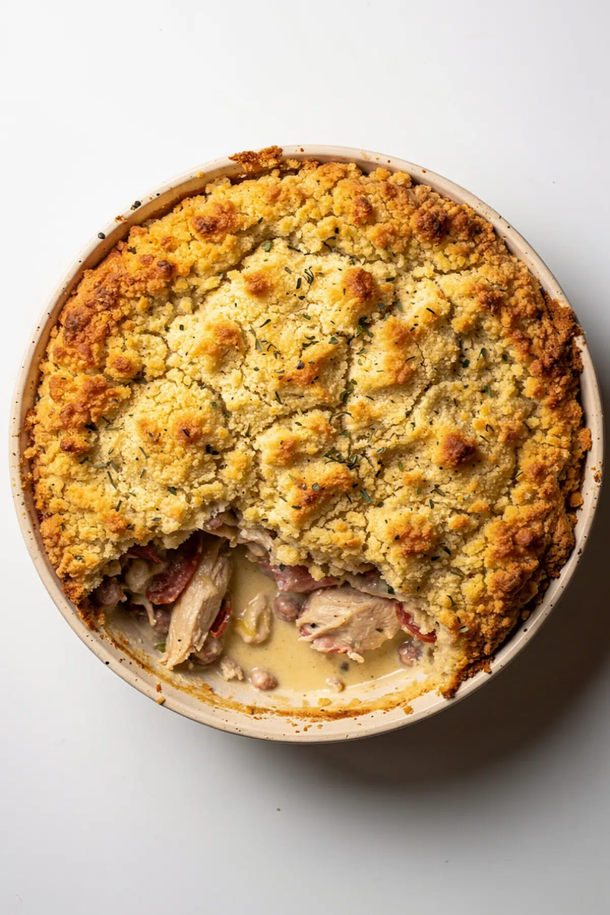 Creamy Chicken, Salami & Stuffing Pot Pie
