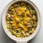 Slow Cooker Tortellini Casserole with Cheesy Chicken & Pesto