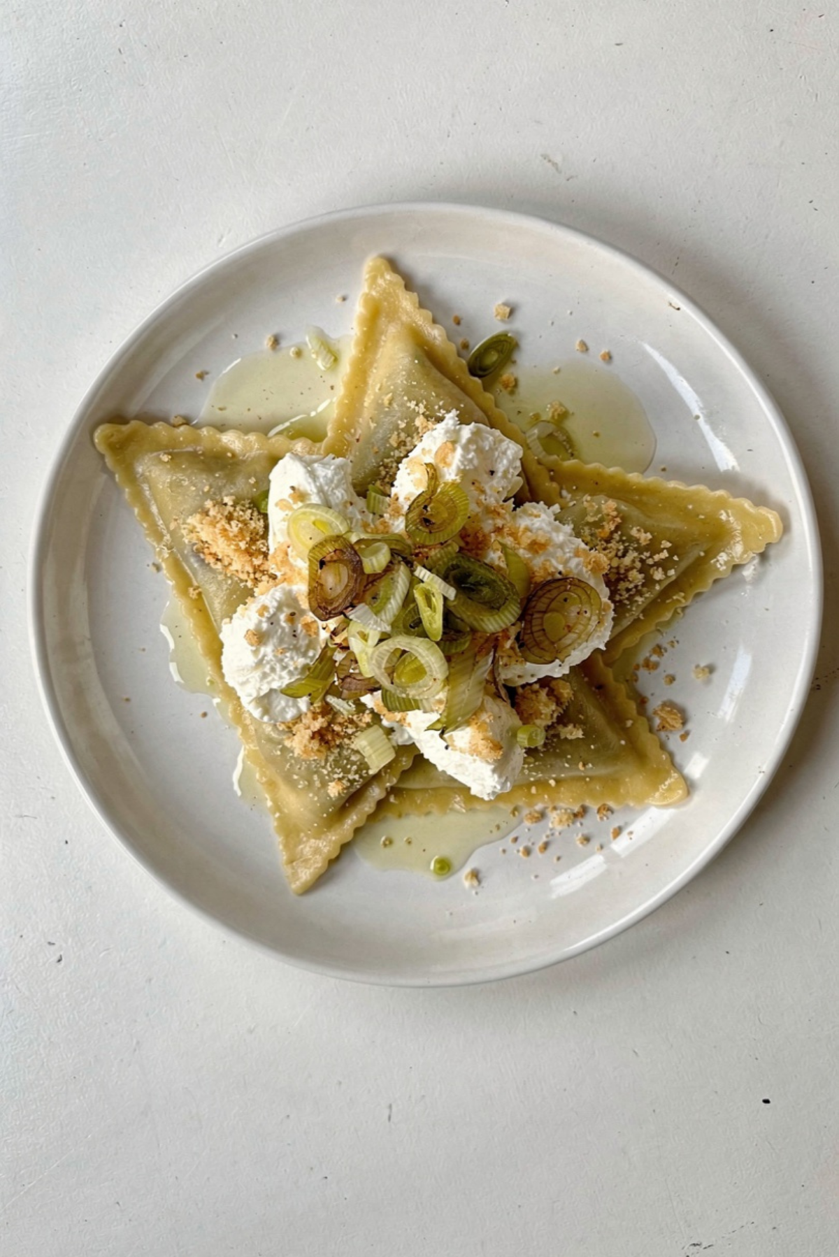 Leek & Burrata Triangoli with Lemon Butter & Breadcrumbs