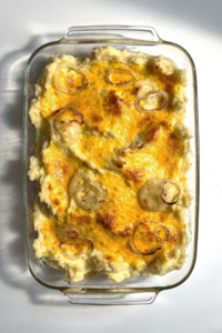 Cheesy Onion Mashed Potato Casserole